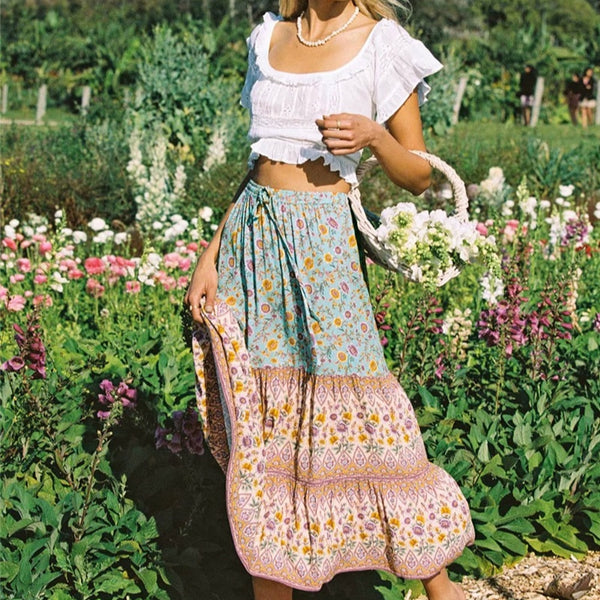 cottagecore floral skirt 