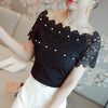 Hollow Out  Women Sexy Short Sleeve Blouse Ladies Fashion Elegant