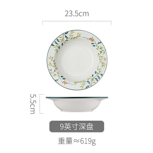 Home Ceramic Bowl Dumpling Dish Net Celebrity Tableware Set Ceramic