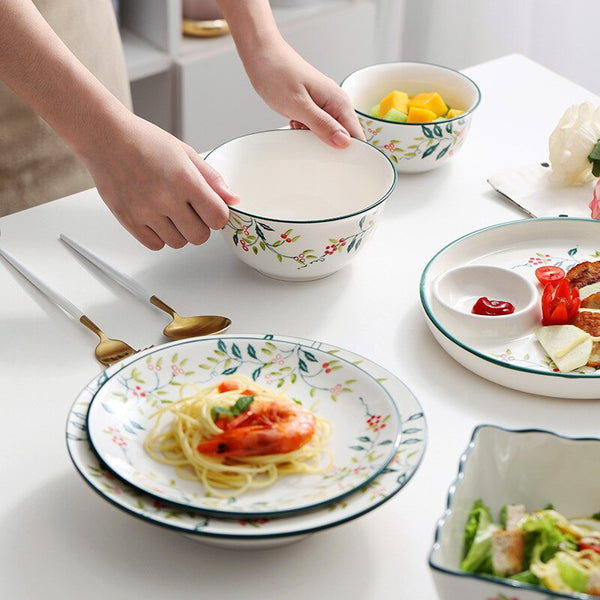 Home Ceramic Bowl Dumpling Dish Net Celebrity Tableware Set Ceramic