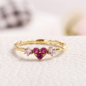 Huitan Trendy Simple Golden Inifinite Heart Shaped Love Engagement