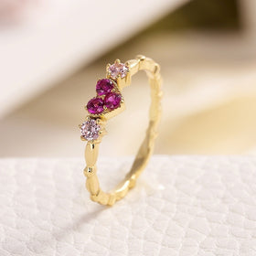 Huitan Trendy Simple Golden Inifinite Heart Shaped Love Engagement