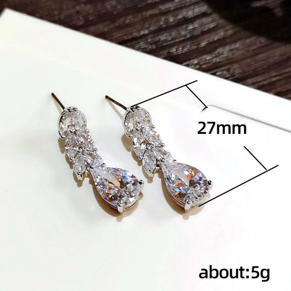 Huitan Women Drop Earring Wedding Band Jewelry Leave&Water Drop Shape