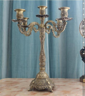 IMUWEN Bronze Candle Holder 5 arms Shiny Plated Candelabra Romantic