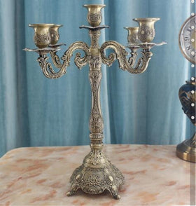 IMUWEN Bronze Candle Holder 5 arms Shiny Plated Candelabra Romantic