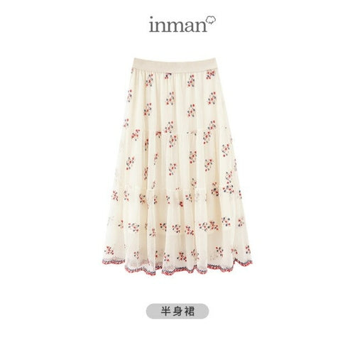 Summer Guaze Skirt Women Elegant Style Double Layer Flower