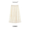 Summer Guaze Skirt Women Elegant Style Double Layer Flower