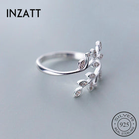 Real 925 Sterling Silver Plant Zircon Leaves Ring