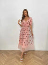 ISAROSE 2021 Strawberry Dress Women Fashion Deep V Puff Sleeve Sweet