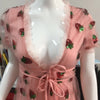 ISAROSE 2021 Strawberry Dress Women Fashion Deep V Puff Sleeve Sweet