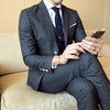 (Jacket+Vest+Pants) Mens Wedding Suit Male Blazers Slim Fit Suits for