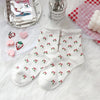 Japanese Cute Women Socks Red Strawberry Korean Style Flowers Crew