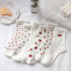 Japanese Cute Women Socks Red Strawberry Korean Style Flowers Crew