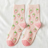 Japanese Harajuku Style Kawaii Woman Socks Cotton with Strawberry and