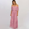 Jastie Off the Shoulder Maxi Dress Pregnant Mesh Lace Embroidered