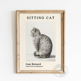 Jean Michel Bernard Exhibition Museum Poster, Sitting Cat Black White