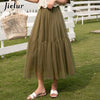 Jielur 2021 New Summer Skirt Loose Slim Mesh Tulle Skirts Womens  Chic