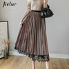 Jielur Autumn Winter Women Skirt Dual use Slim High Waist Pleated