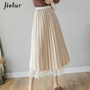 Jielur Autumn Winter Women Skirt Dual use Slim High Waist Pleated