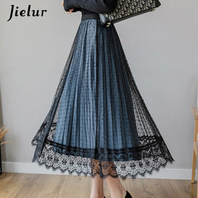 Jielur Autumn Winter Women Skirt Dual use Slim High Waist Pleated