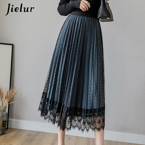 Jielur Autumn Winter Women Skirt Dual use Slim High Waist Pleated