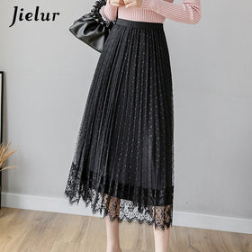 Jielur Autumn Winter Women Skirt Dual use Slim High Waist Pleated