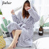 Jielur Coral Velvet Bathrobe Women Cartoon Cute Warm Hooded Robe