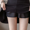 Jielur New Women's Skirt High Waist A Line Skirts Pleated Black Basic