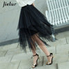 Jielur Skirts Womens Autumn 3 Layers Princess Tulle Mesh Pleated Skirt