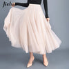 Jielur Skirts Womens Autumn 3 Layers Princess Tulle Mesh Pleated Skirt