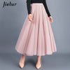 Jielur Skirts Womens Autumn 3 Layers Princess Tulle Mesh Pleated Skirt