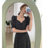 JuneLove French Ruffle Women Sexy Puff Sleeve Split Dress Office Lady