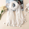 KL1106 White beach tassel lace embroider tippet women fashion pashmina