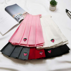 Sweet Strawberry Pleated Skirt