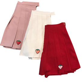 Sweet Strawberry Pleated Skirt