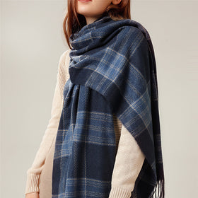 Knitted Scarf Women's British Warm Imitation Cashmere Shawl Plaid