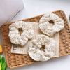 Korea White Embroidery Flower Hair Scrunchie Elastic Hair Bands For