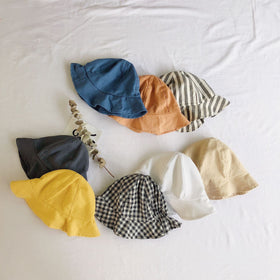 Baby Kids Cotton Linen Bucket Hats