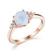 Kuololit 585 Rose Gold Rainbow Moonstone Gemstone Ring for Women 925