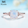 Kuololit 585 Rose Gold Rainbow Moonstone Gemstone Ring for Women 925