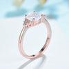 Kuololit 585 Rose Gold Rainbow Moonstone Gemstone Ring for Women 925