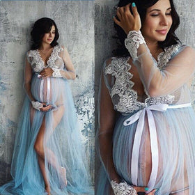 Lace V Neck Hollow out Maternity Dresses For Photo Shoot Pregnant