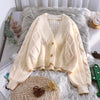 Lantern Sleeve Cardigan Knitted Sweater