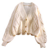 Lantern Sleeve Cardigan Knitted Sweater