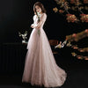 Light Luxury Women Evening Dresses V Neck Puff Sleeve Appliques