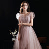 Light Luxury Women Evening Dresses V Neck Puff Sleeve Appliques