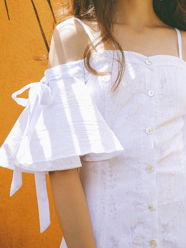 Cottagecore white cotton dress