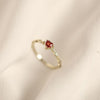 LouLeur Mini 925 Sterling Silver Ring Red Zircon Rings 14K Gold For