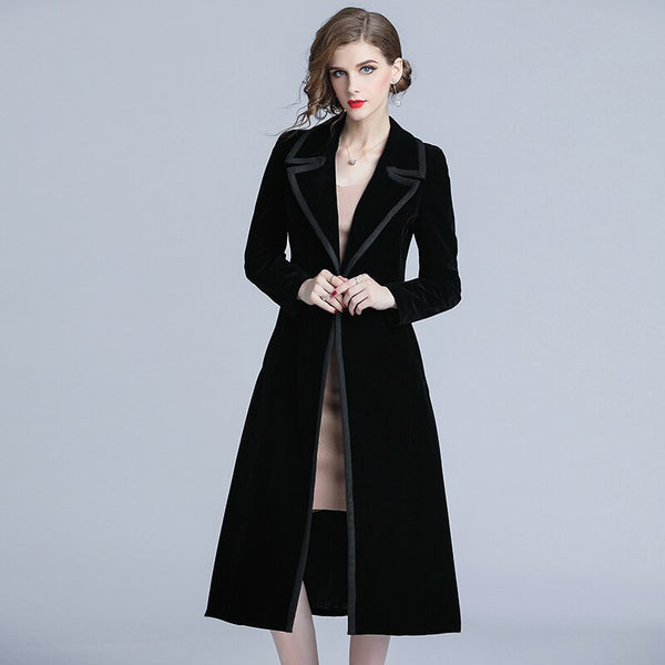 Luxury Black Velvet Long Winter Coat Casacas Para Mujer Invierno 2021