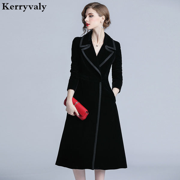 Luxury Black Velvet Long Winter Coat Casacas Para Mujer Invierno 2021